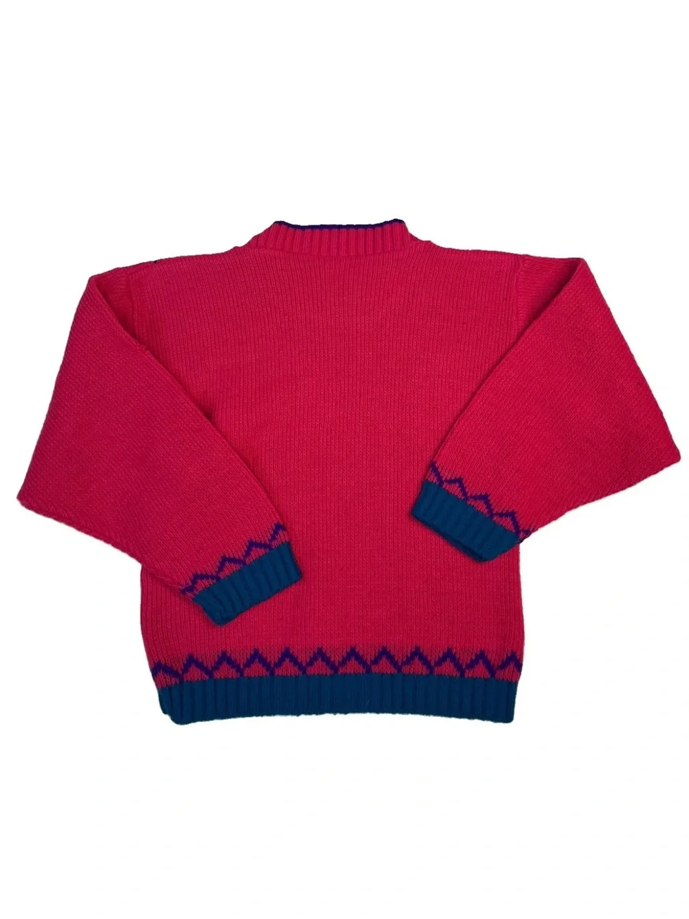 Vintage 90s Disney Beauty and the Beast Pink & Navy Graphic Knit Sweater RARE